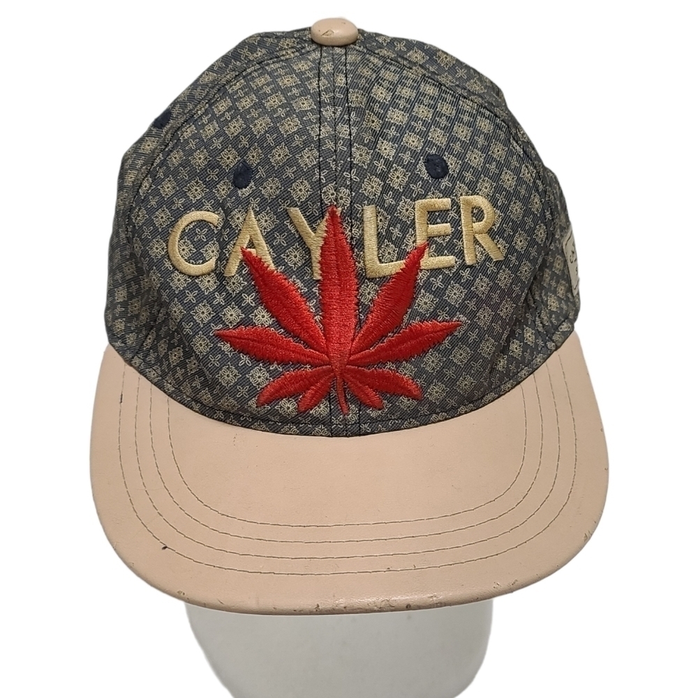 Weed leather snapback hat